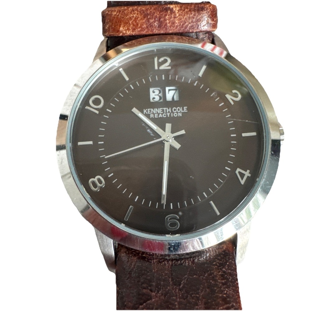 Kenneth Cole Reaction KC1381 Mens Quartz Watch Brown Leather Parts Repair